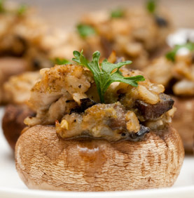 cocktail party food - stuffed mushrooms